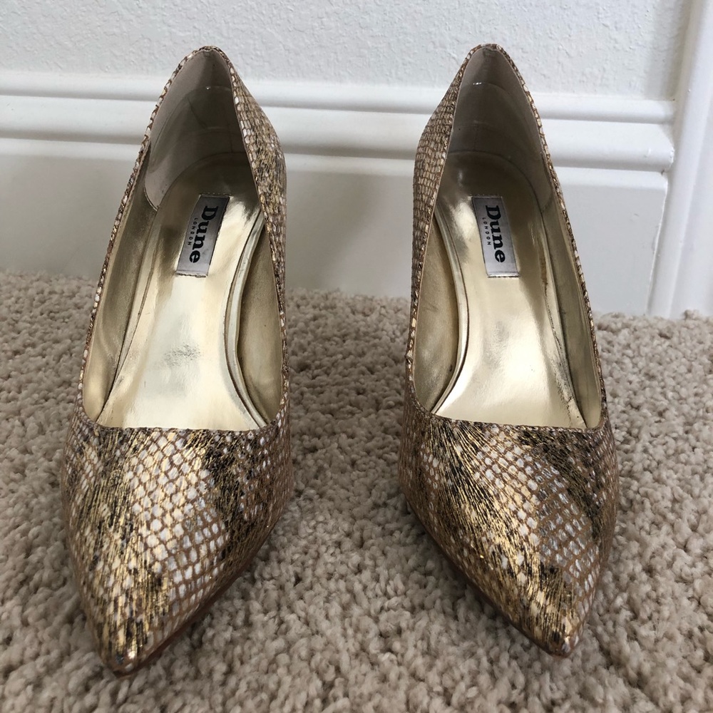 Metallic Snake Skin Pattern Heels (Dune London)